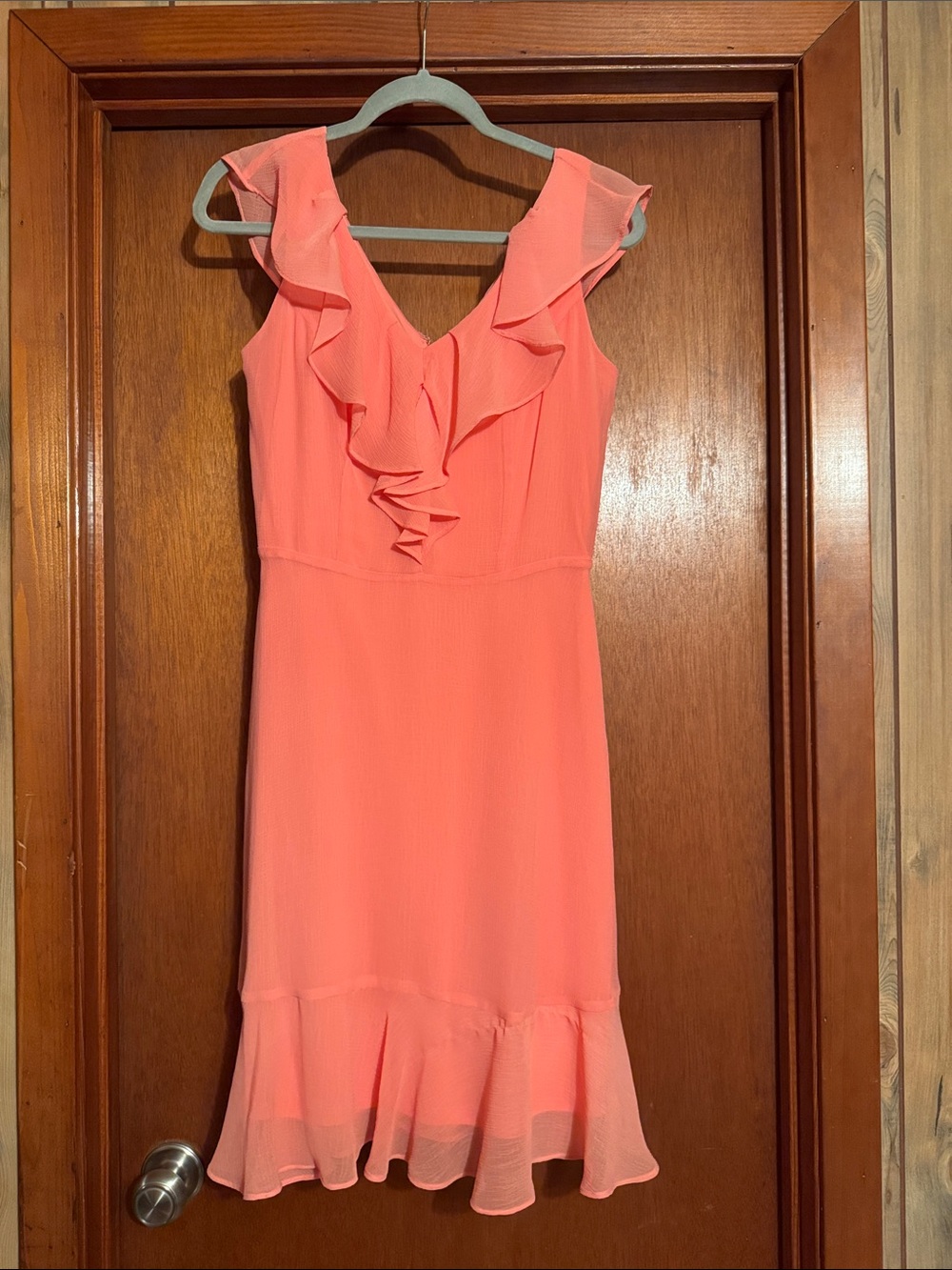 DKNY Coral Ruffle-Front Midi Dress